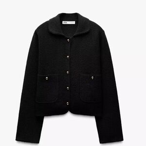 Zara COLLAR KNIT CARDIGAN